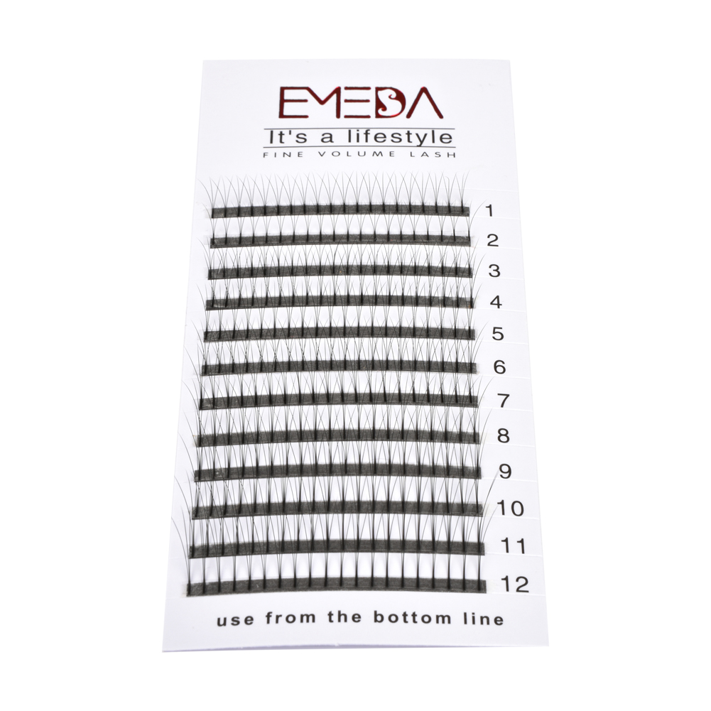 Wholesale  premade fan volume lash extensions with private label 3D 4D 5D 6D 8D 10D long stem or short stem diameter 0.07 0.10  C curl and D curl  Mixed lengths or single tray in Canada XJ64